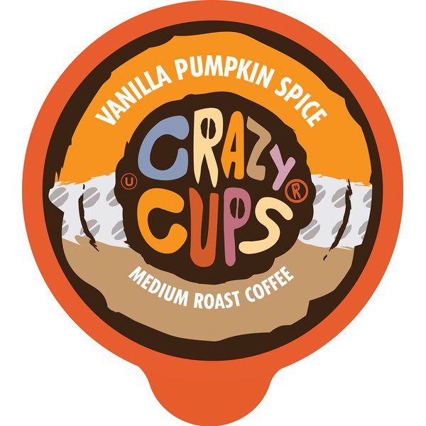 Crazy Cups Flavored Coffee Pods, Vanilla Pumpkin Spice Coffee, Single Serve Coffee for Keurig K Cups Machines, Hot or Iced Coffee, Medium Roast Coffee In Recyclable Pods, 22 Count