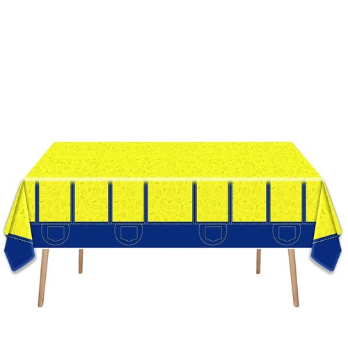 JU XIN 2Pcs Party Tablecloth for Big Eyes Minionss |70.8 x 42.5 Inch| Yellow Cartoon Eyes Birthday Party Supplies