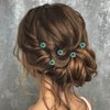 Bartosi Flower Hair Pins Rhinestone Bridal Hair Pieces Bride Wedding Hair Accessories for Women and Girls (Pack of 5) (Green)