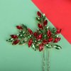 Teyglen Crystal Wedding Hair Pins Red Green Rhinestone Bridal Hair Clip Pin Flower Crystal Hair Piece Hair Accessories Jewelry for Women Christmas(Red and green)