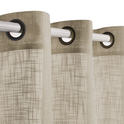 VOILYBIRD Palma Linen Textured Semi Sheer Curtains for Bedroom 63 Inch Length Draperies Curtains Bronze Grommet (52''W x 63''L, 2 Panels, Tan)