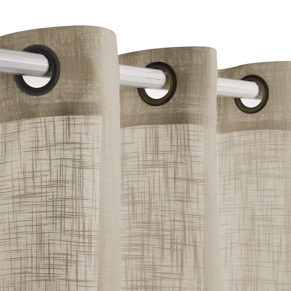 VOILYBIRD Palma Linen Textured Semi Sheer Curtains for Bedroom 63 Inch Length Draperies Curtains Bronze Grommet (52''W x 63''L, 2 Panels, Tan)