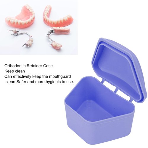Retainer Case,ANGGREK Trapezoid Retainer Case Travel Portable Denture Mouth Guard Storage Box for Home Office(Purple)