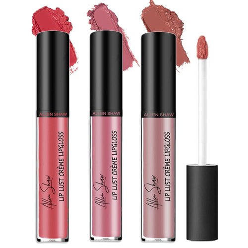 Aseawave 3 Color Cream Lip Gloss,Moisturizing Velvet Lip Lipstick, Non-Stick to Cup, Waterproof, Hydrating Lip Tint Natural Liquid Lipstick (#1,#5,#7, 1.2 Fl Oz)