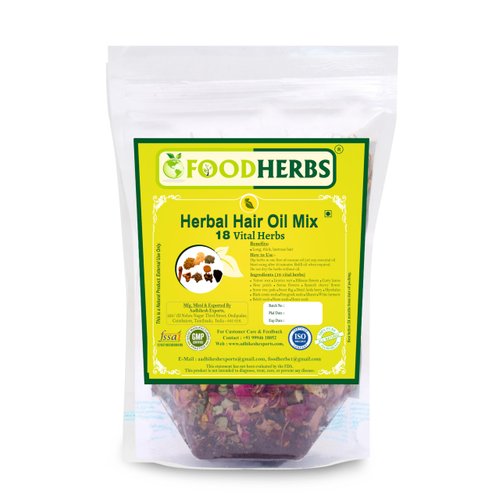 Foodherbs Herbal Hair Oil Mix | Herbs For Hair Growth | 18 Vital Herbs For Long, Thick, And Lustrous Hair | Hair Care Product For Women And Men | DIY Oil Infusion