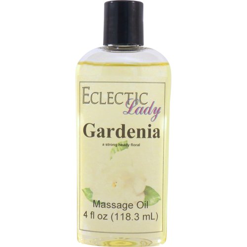 Gardenia Massage Oil, 4 oz, With Sweet Almond Oil and Jojoba Oil, Preservative Free, Perfect for Aromatherapy and Relaxation
