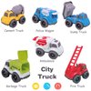 iPlay, iLearn 6PCS Friction Cars Toy Toddlers 1-3, Small Push Go Truck Kids Age 2-4, Mini Construction Vehicle Dump Garbage Fire Truck, Birthday Gifts Stocking Stuffer Cake Topper 12 18 Month Boy Girl
