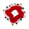 LUX ACCESSORIES Christmas Red and White Velvet Elastic Scrunchie with Jingle Bells
