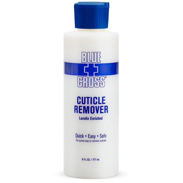 Blue Cross Cuticle Remover Liquid, Cuticle Softener for Nails, Professional Nail + Cuticle Care with Lanolin for Brittle Nails, Hang Nails, Hydrating, Moisturizing, Dry Cuticles, Made in USA, 6oz