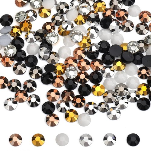 Flatback Rhinestones 21000pcs Resin Rhinestones Non-hotfix Crystals Gemstones 6 Colors for Crafts Handmade Nails Makeup Face DIY Decoration 3/4/5mm (Gold Rhinestones)