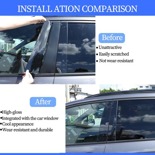 Tumukiw 8PCS Car Window Pillar Post Trim Fit for Honda Pilot 2015-2022 Gloss Black Side Door Window Cover Trim Thick PC Auto Accessories