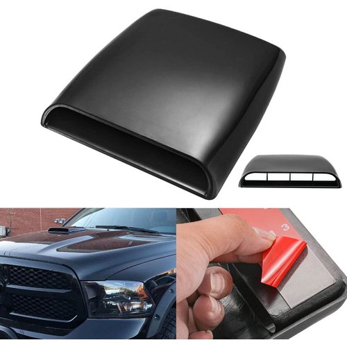NATGIC Universal Car Air Flow Decorative Intake Hood Scoop Turbo Bonnet Vent Cover (Black)