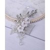 Rumtock White Flower Pearl Hair Comb Sparkle Crystal Hair Accessories for Wedding Brides Bridesmaid Flower Girls Side Hair Piece