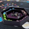 SIQUK Dice Tray with Lid Hexagon Dice Rolling Tray Dice Holder for Dice Games Like RPG, DND and Other Table Games, Purple