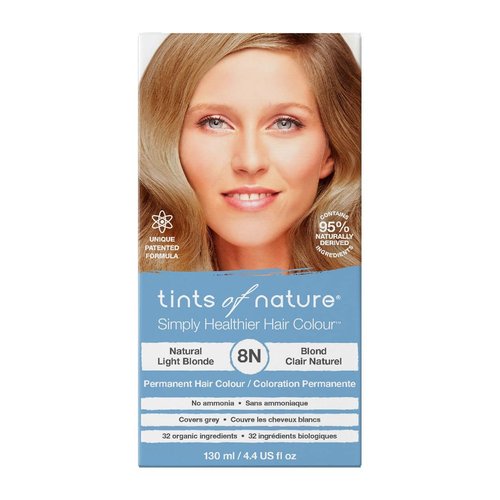 Tints of Nature 8N Natural Light Blonde Permanent Hair Dye, Nourishes Hair and Covers Greys, Ammo...