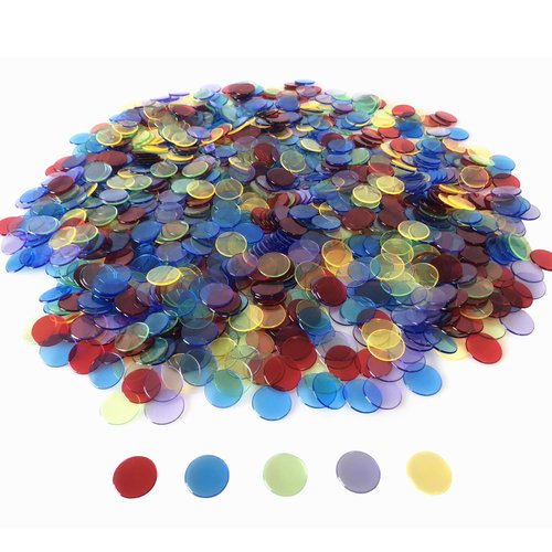 YH Poker 1000 Bingo Chips Markers Tokens - Plastic Discs Chip Counters for Bingo Game Set, Great for Parties Classroom Game Night Bingo Hall-Mixed Color