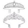2 Pack Princess Peach Tiana Crown, Fairy Godmother Rapunzel Costume Tiara - Vofler Silver Coronas para 15 Años Headband for Princess Bride Diaries Party Quinceanera Prom Wedding Birthday Girls Women