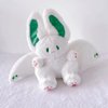 PEACH CAT Cute Bat Bunny Plush Pillow Kawaii Bat Rabbit Stuffed Animal for Kids White 12"