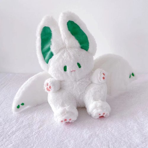 PEACH CAT Cute Bat Bunny Plush Pillow Kawaii Bat Rabbit Stuffed Animal for Kids White 12"