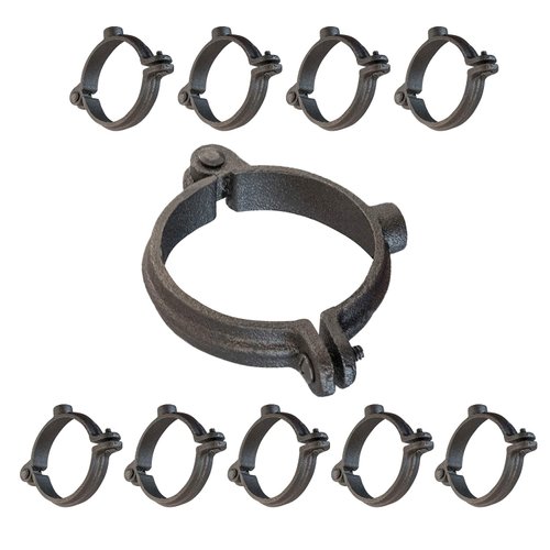 HIGHCRAFT HINGB-34-10 Industrial Decor Hinged Split Ring Pipe Hanger 3/4 in. Malleable Iron, with 3/8 in. Rod Fitting, Vintage Mounting Bracket for Tubing, Shower Curtain, Tiki Torch (10 Pack)