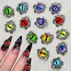 ROFIBUT Halloween Eyeball Nail Charms Devil Eye Nail Art Rhinestones 3D Alloy Gothic Cool Eye Shape Nail Diamonds Y2K Vintage Eyeball Crystal Nail Jewels for Women Girls DIY Manicure Nail Art 14Pcs