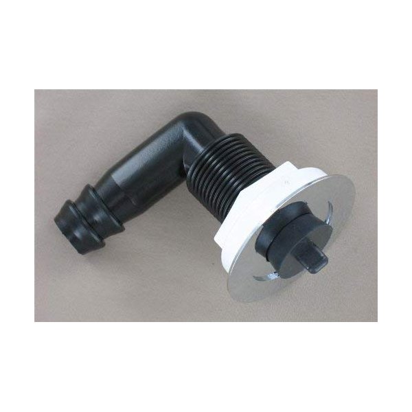 Replacement Boat Parts Elbow Sink Drain w/Chrome Flange & Stopper, 3/4" Hose Barb.