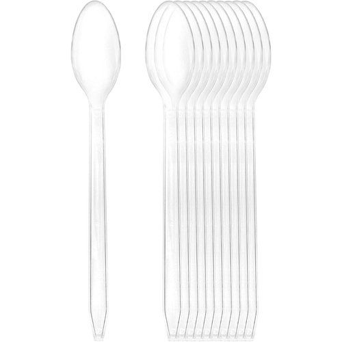 Cornucopia Plastic Ice Cream Spoons Long-Handled (100-Pack); Bulk Clear Disposable Soda and Sundae Spoons with Long Handles