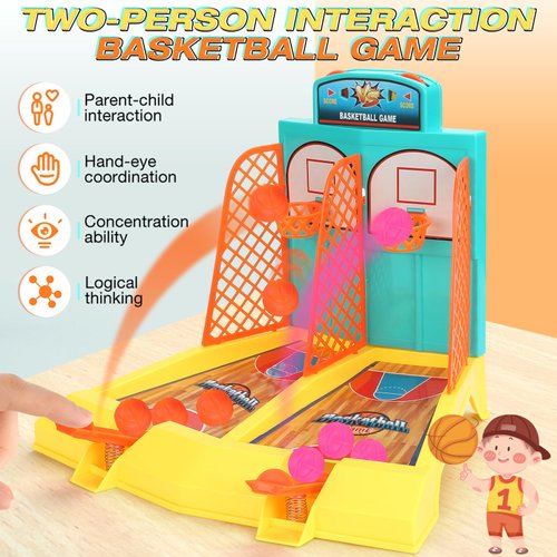 Beria Tabletop Basketball Game Toys - Basketball Toys, 2-Player Desktop Basketball Party Favors, 6 Balls, Indoor Basketball Shooting Game for Kids and Adults, Gift for 8-12 Year Old Kids Boys/Girls
