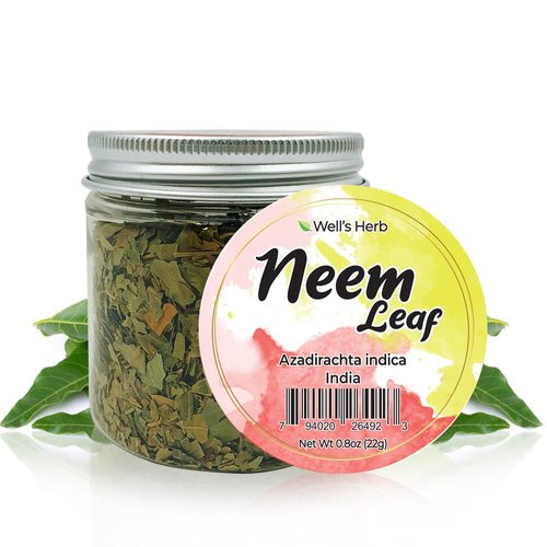 Well's Herb Dried Neem Leaf | 0.8 oz. | 100% Natural | Perfect for Herbal-Infused Hair Oil | for Hair & Skin Oil DIY | Neem Leaf Herb