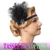 GENBREE 1920s Flapper Headband Black Feather Headpiece Peacock Hair Band Cocktail Head Accessories for Women (Style 2)
