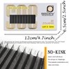 SEEDEW 3D Lash Extensions, 0.07mm C Curl 10mm 12 Rows/Tray, W Shape Flat Stem, Korean PBT Soft Natural False Eyelashes Grafting for Beginner Artist, Lash Tech, Beauty Salon(3D-Matte Black-0.07-C-10mm)