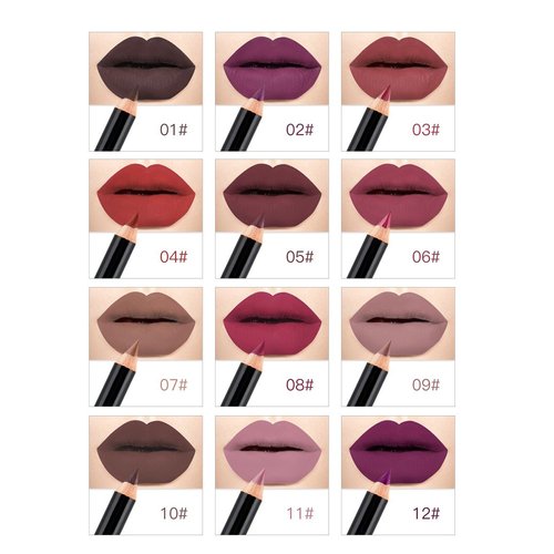 MAEPEOR Matte Lip Liner 12 PCS Nude Brown Series Highly Pigmented and Smoothly Velvet Lipliner Pencil Set Long Lasting and Waterproof Durable Lip Liners (12PCS-1)