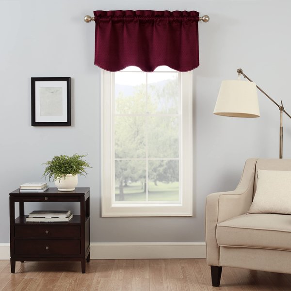 Eclipse Canova Blackout Thermaback Window Valance Curtains for Kitchen or Bathroom, 42" x 21", Burgundy