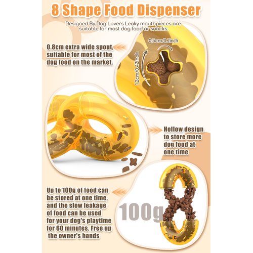 2024 New Treat Dispensing Dog Toys Dog Puzzle Toy, Nontoxic Bite Food Ball Slow Feeder Dog Bowls, Dog Treat Dispenser Toy Exercise Game IQ Training Ball-Feeder Dog Toy（Yellow）