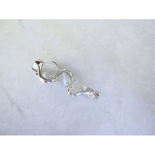 Generic Platinum gray white stone silver metal alligator hair claw clip clamp for fine