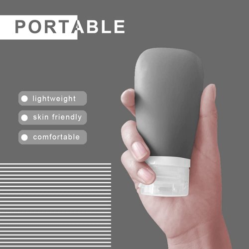 LELE LIFE 4Pcs Portable Silicone Travel Bottles, Leak Proof Squeezable Travel Bottles for Toiletries, Refillable Travel Size Toiletries Containers for Shampoo, 2oz