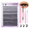 Lash Clusters Kit Natural Eyelash Clusters Wispy Lash Extension Kit C Curl Individual Lashes Cluster Eyelash Extensions with Bond and Seal Lash Tweezers DIY Lash for Self Application-280pcs
