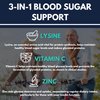 Del Mar Health Max-LyZinC | L-Lysine 1100 mg + Zinc 6 mg + Vitamin C 100 mg - 3-in-1 Supplement for Maintaining Blood Sugar Already in The Healthy Range - One-Scoop-Per Day Powder