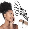 Afro Puff Ponytail Ties Gjinxi Adjustbale Hair Tie Long Cushioned Headband Natural Curly Headband for Women with High Puff and Updos Thick,Braided,Kinky,Curly Hair(Black,6 Pcs)