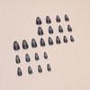 Cat Eye False Nails Press on Nails Medium Almond Shaped Dark Green Design Cat Eye Fake Nails Artificial Acrylic Nails Solid Colors Nails 24Pcs Full Cover Glossy Reusable Glue on Nails for Women