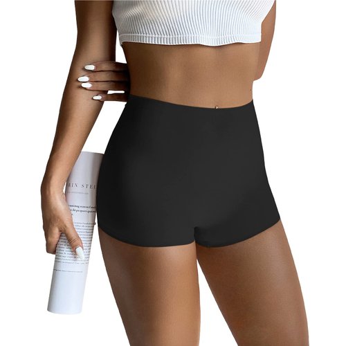 FallSweet No Show Boy Shorts Underwear for Women Seamless Panties Boxer Briefs Pack(black,M)