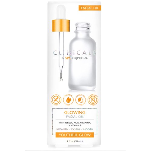SpaScriptions Clinicals Glowing Facial Oil with Ferulic Acid, Vitamin C, and Vitamin E to Brighten, Soothe and Smooth your Skin to a Youthful Glow