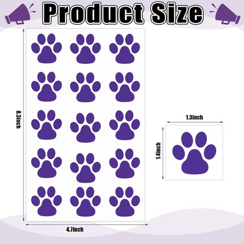 Harloon 20 Sheets 300 Pcs Paw Prints Temporary Tattoos Paws Foot Temporary Tattoo Removable Dog Paw Tattoo Stickers for Women Face Body Arm(Purple)