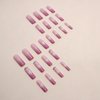 Hkanlre Pink Press on Nails Square Long Fake Nails Tips Full Cover Gradient False Flower Nails for Women and Girls 24PCS