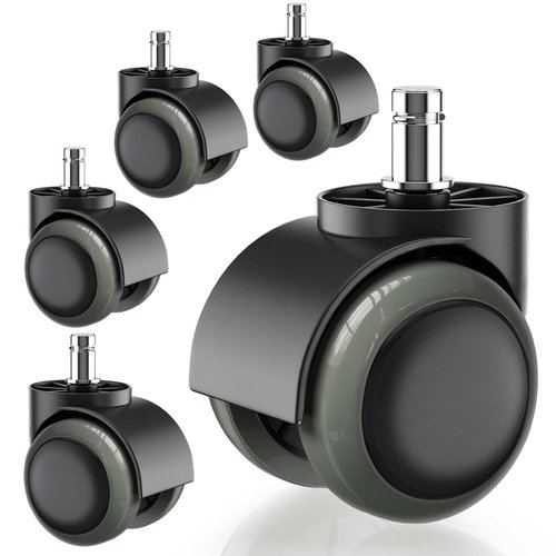 5 Packs PChero Office Chair Casters Wheels with Universal Standard Size 11mm Stem Diameter and 22mm Stem Length (0.43inch X 0.86inch), Support up to 550LBs Weight