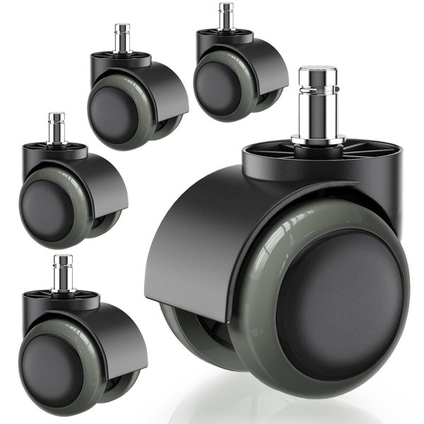 5 Packs PChero Office Chair Casters Wheels with Universal Standard Size 11mm Stem Diameter and 22mm Stem Length (0.43inch X 0.86inch), Support up to 550LBs Weight