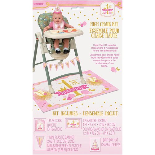 Stunning Pink & Gold First Birthday High Chair Decorating Kit - Perfect for Party Photos & Memories