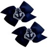 Girls Nautical Anchor Pinwheel Hair Bow SET (Alligator Clip, Navy Blue & White)