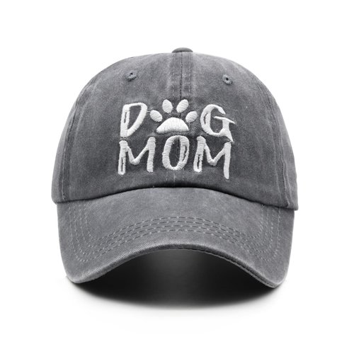 Waldeal Women's Adjustable Embroidered Dog Mom Hat Denim Baseball Cap Puppy Owner Gift Grey
