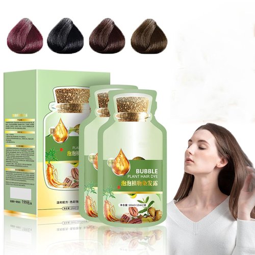 Natural Plant Hair Dye,Hair Color,Black Hair Dye New Botanical Bubble Hair Dye,20ml 10packs/Box,P...